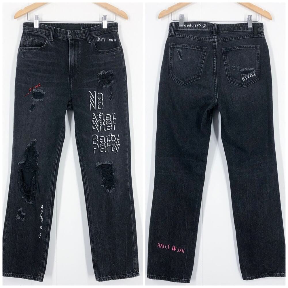 Denim x Alexander Wang Cult Straight Jean No After Party USA Size 28 Black Gray